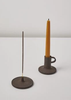Andrea Roman Tall Dinner Candle Holder | Black Clay -Falke Store 60nad d2 blackclay