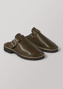 Fracap Leather Mules | Olive