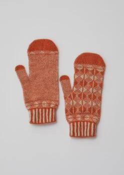 Jacquard Wool Mittens | Ember/Oat