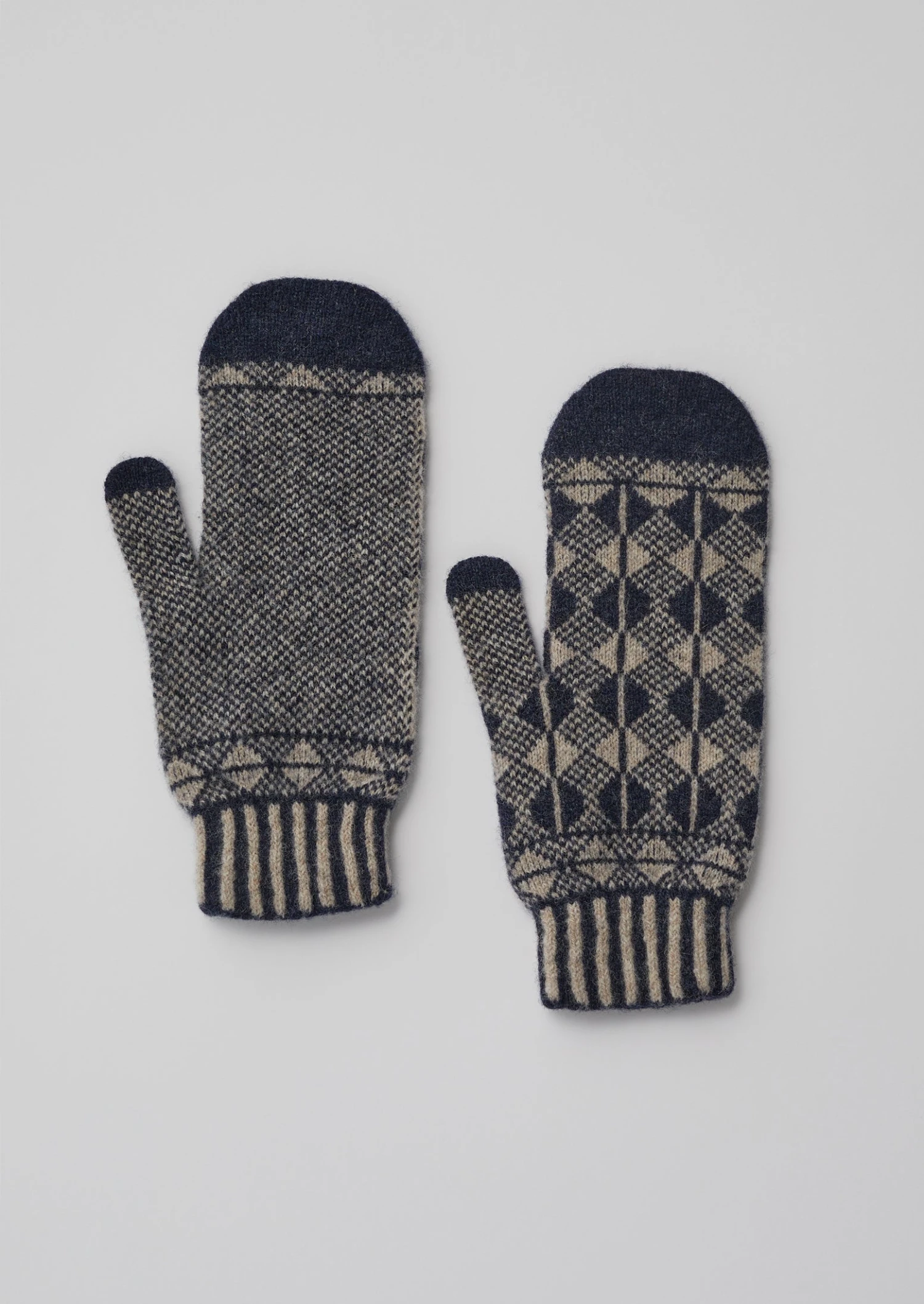 Jacquard Wool Mittens | Navy/Biscuit 3 Jacquard Wool Mittens | Navy/Biscuit