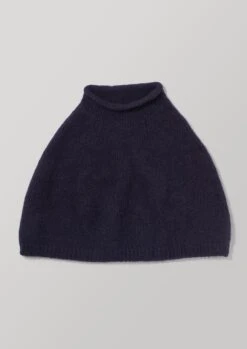 Lofty Alpaca Blend Knitted Poncho | Navy