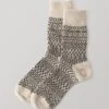 Nishiguchi Kutsushita Wool Jacquard Socks | Oat/Charcoal -Falke Store ASORW16 oatcharcoal