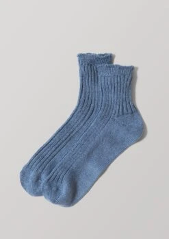 Nishiguchi Kutsushita Linen Socks | Blue