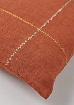 Square Herringbone Embroidered Cushion Cover | Spice -Falke Store HCUTS15 1