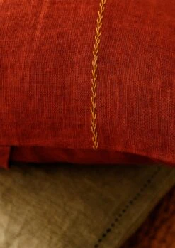 Square Herringbone Embroidered Cushion Cover | Spice -Falke Store HCUTS15 d4