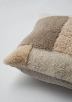 Patched Sheepskin Cushion Cover | Ecru/Mole -Falke Store HCUTW10 2