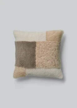 Patched Sheepskin Cushion Cover | Ecru/Mole