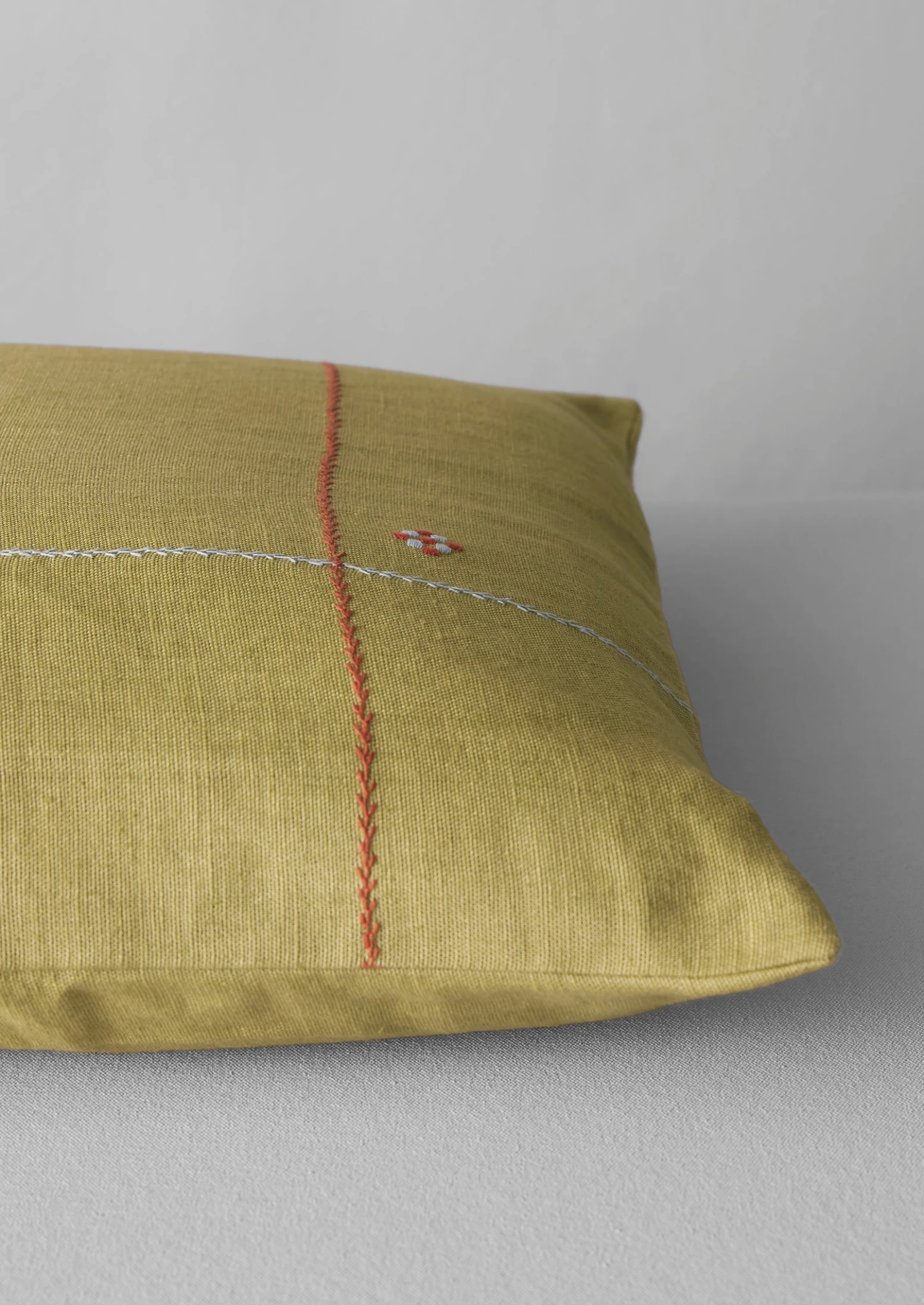 Embroidered Linen Square Cushion Cover | Flax 7 Embroidered Linen Square Cushion Cover | Flax - Image 5