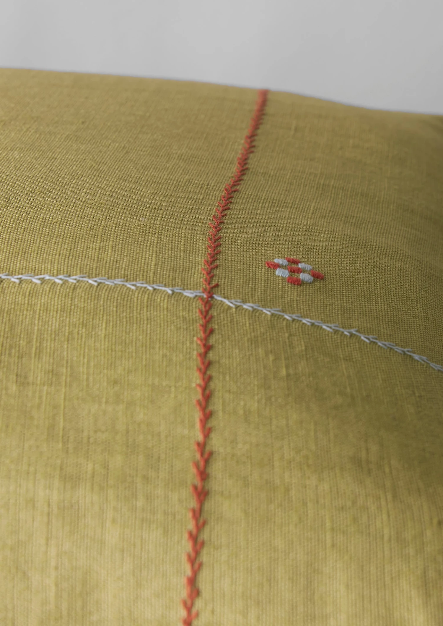 Embroidered Linen Square Cushion Cover | Flax 8 Embroidered Linen Square Cushion Cover | Flax - Image 6