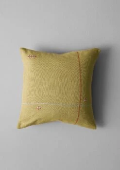 Embroidered Linen Square Cushion Cover | Flax