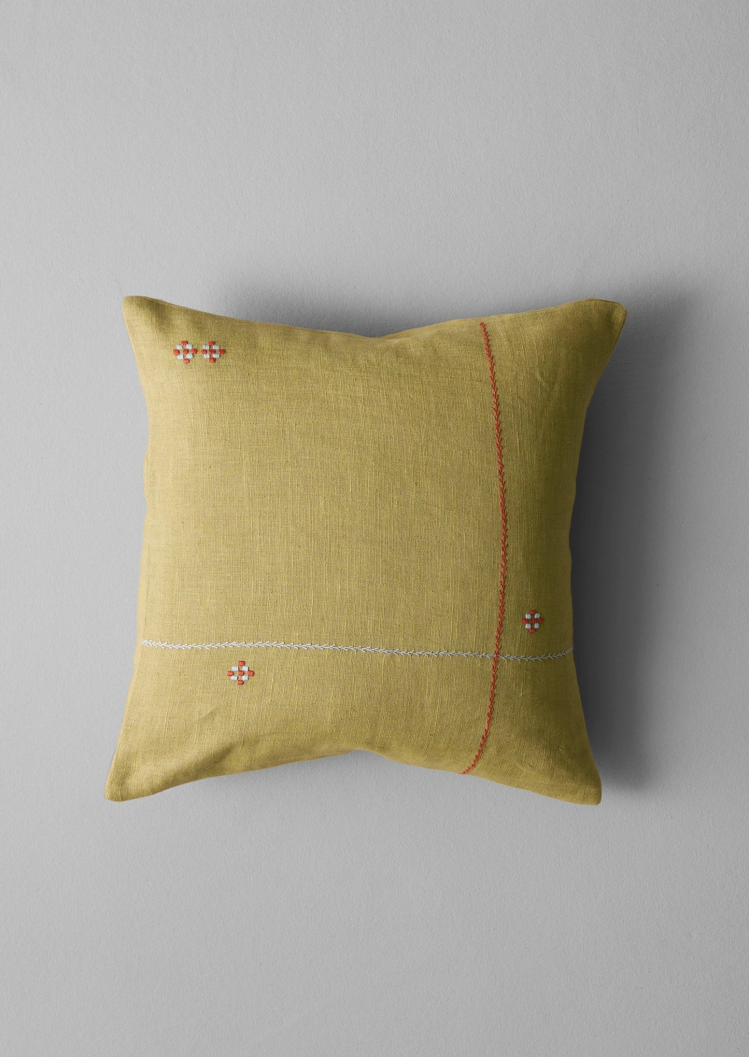 Embroidered Linen Square Cushion Cover | Flax 3 Embroidered Linen Square Cushion Cover | Flax
