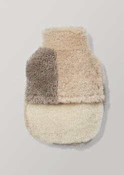 Patched Sheepskin Hot Water Bottle Cover | Ecru/Mole -Falke Store HHATW02 2