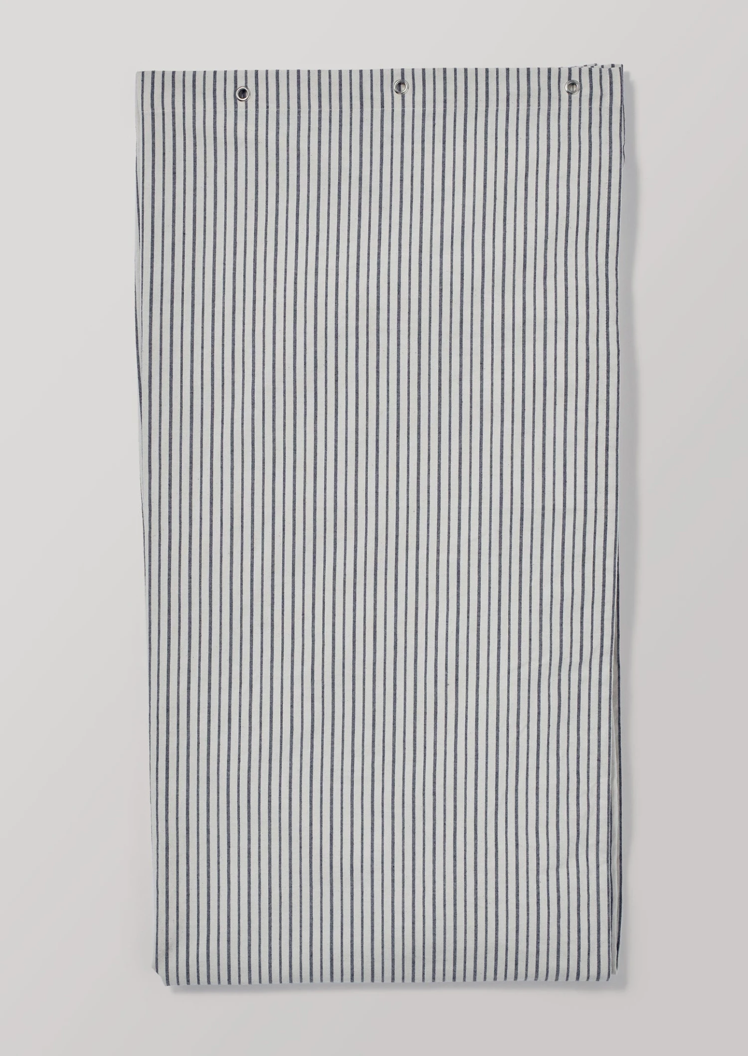 Organic Pyjama Stripe Shower Curtain | Navy/Ecru 3 Organic Pyjama Stripe Shower Curtain | Navy/Ecru