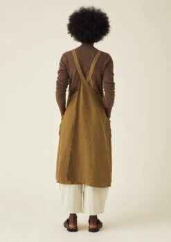 Linen Crossback Pinafore Apron | Tawny Brown -Falke Store HKITW12 3