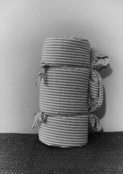 Organic Cotton Ticking Stripe Duvet Cover | Ecru/Graphite -Falke Store HSDQW15 1