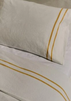 Organic Cotton Varali Duvet Cover | Chalk/Ochre -Falke Store HSDTS02 2