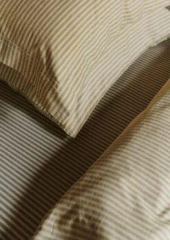 Organic Cotton Ticking Stripe Oxford Pillowcase | Ecru/Straw -Falke Store HSDUS06 2