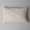 Fine Stripe Cotton Embroidered Pillowcase | Ecru/Smoke Blue -Falke Store HSDUS12 ecrusage 0