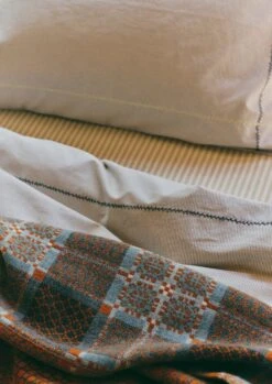 Fine Stripe Cotton Duvet Cover | Ecru/Smoke Blue -Falke Store HSDUS16 2