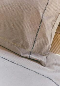 Fine Stripe Cotton Duvet Cover | Ecru/Smoke Blue -Falke Store HSDUS16 3