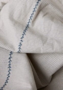 Fine Stripe Cotton Duvet Cover | Ecru/Smoke Blue -Falke Store HSDUS16 4