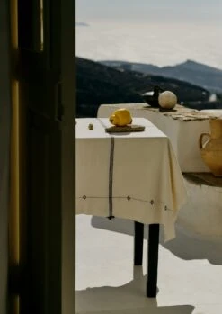 Hand Woven Cotton Tablecloth | Ecru/Provence Blue 13 Hand Woven Cotton Tablecloth | Ecru/Provence Blue -Falke Store HTBTS05 5