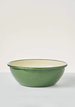 Enamel Salad Bowl | Cream/Leaf -Falke Store HTBTS07 2