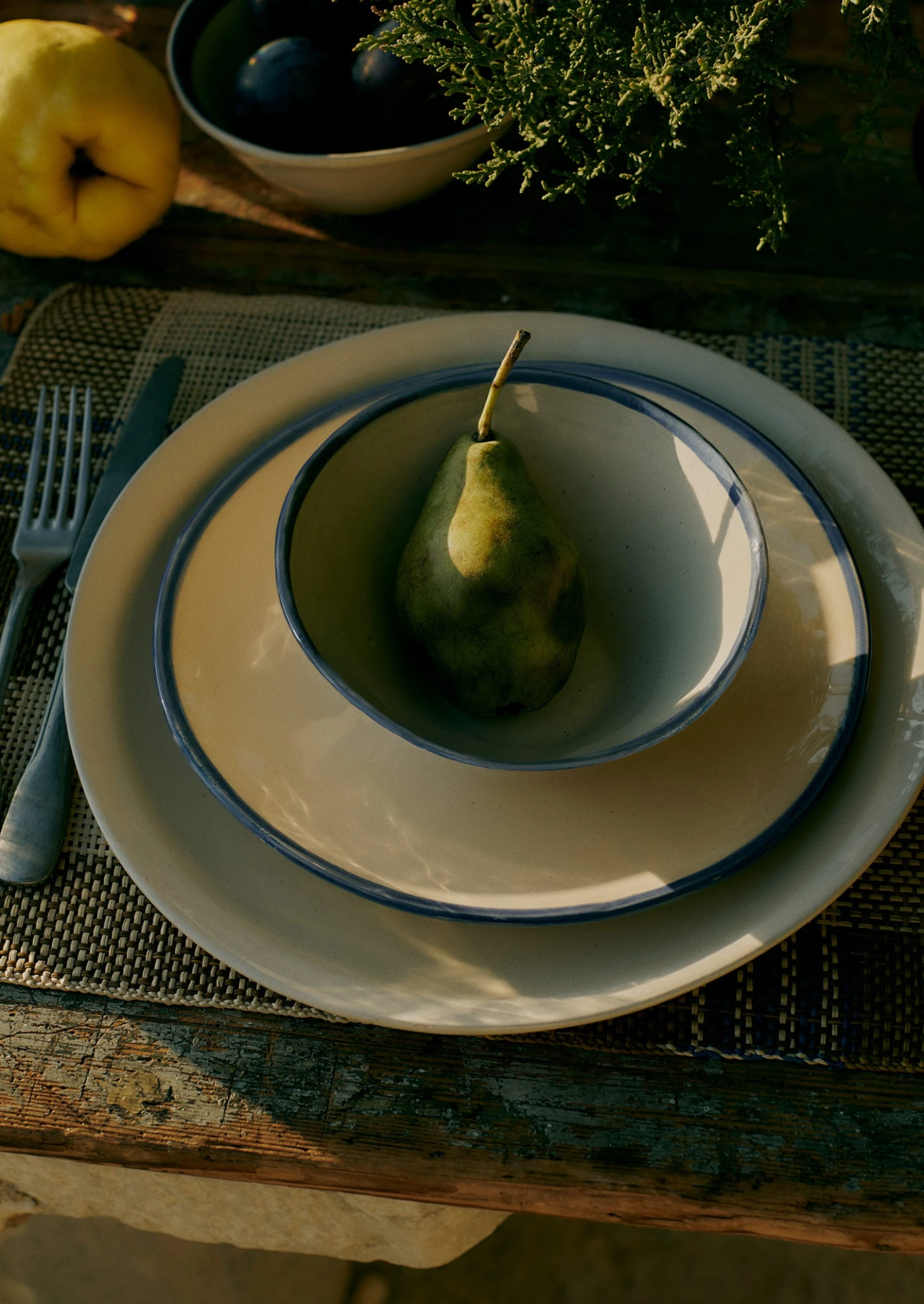 Wonki Ware Pudding Bowl | Natural/Blue 4 Wonki Ware Pudding Bowl | Natural/Blue - Image 2