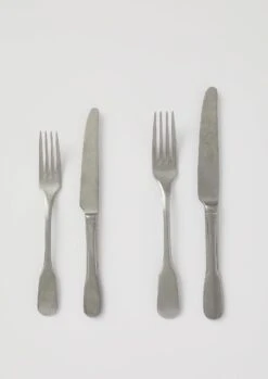 Stonewashed Small Knife And Fork Set | Silver -Falke Store HTBTS14 2