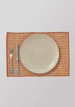 Madur Grass Striped Placemat | Rust/Natural -Falke Store HTBTW02 3