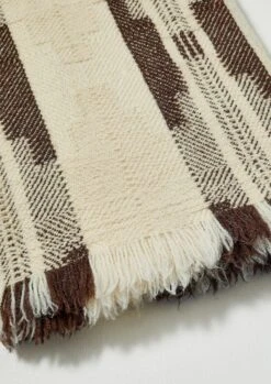 Bulgarian Wool Blanket | Ecru/Brown -Falke Store HTQRW10 2
