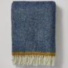 Diamond Wool Blanket | Navy/Caramel -Falke Store HTQRW12 Navy Caramel