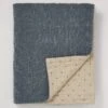 Hand Quilted Velvet Throw | Mineral Blue/Natural -Falke Store HTQSS15 mineralblue