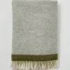 Stripe Edge Wool Blanket | Grey/Fern -Falke Store HTQSW18 greyfern