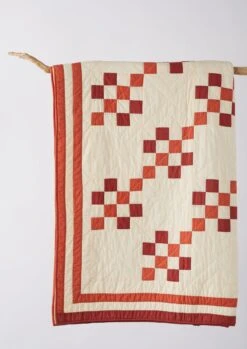 Geo Block Patchwork Cotton Quilt | Clay Red/Deep Coral 11 Geo Block Patchwork Cotton Quilt | Clay Red/Deep Coral -Falke Store HTQTS02 4