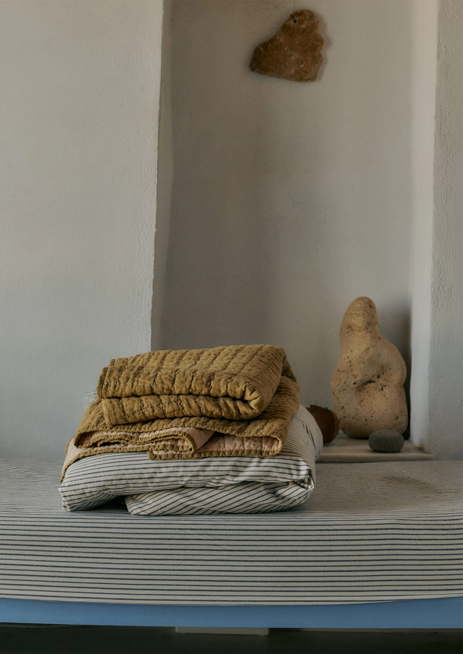 Organic Cotton Pyjama Stripe Duvet Cover | Navy/Ecru 6 Organic Cotton Pyjama Stripe Duvet Cover | Navy/Ecru - Image 4