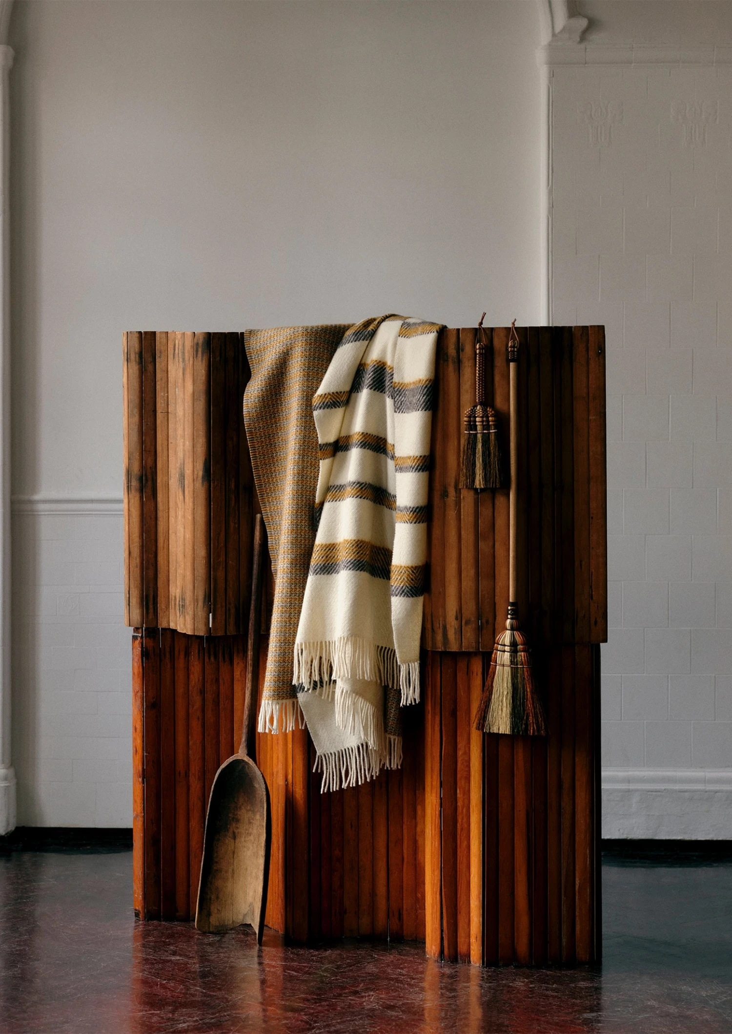 Gaucho Stripe Wool Mohair Blanket | Charcoal/Cumin 4 Gaucho Stripe Wool Mohair Blanket | Charcoal/Cumin - Image 2