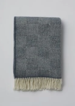 Diamond Weave Wool Blanket | Slate Blue