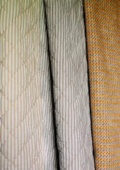 Large Organic Cotton Ticking Stripe Quilt | Soft Grey/Straw -Falke Store HTQTW16 2