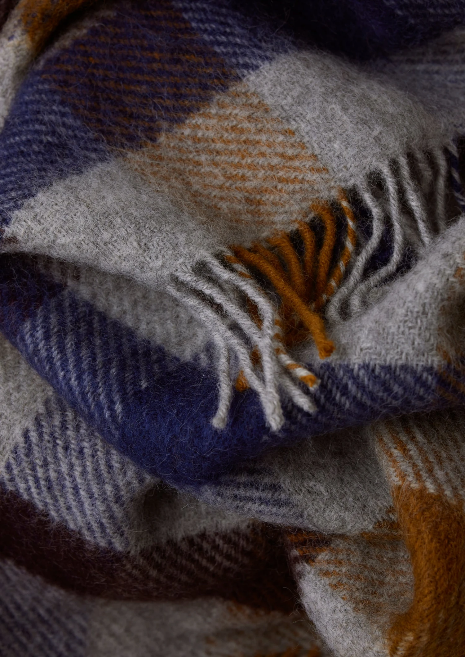 Lena Wool Check Blanket | Navy/Caramel 5 Lena Wool Check Blanket | Navy/Caramel - Image 3