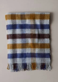 Lena Wool Check Blanket | Navy/Caramel