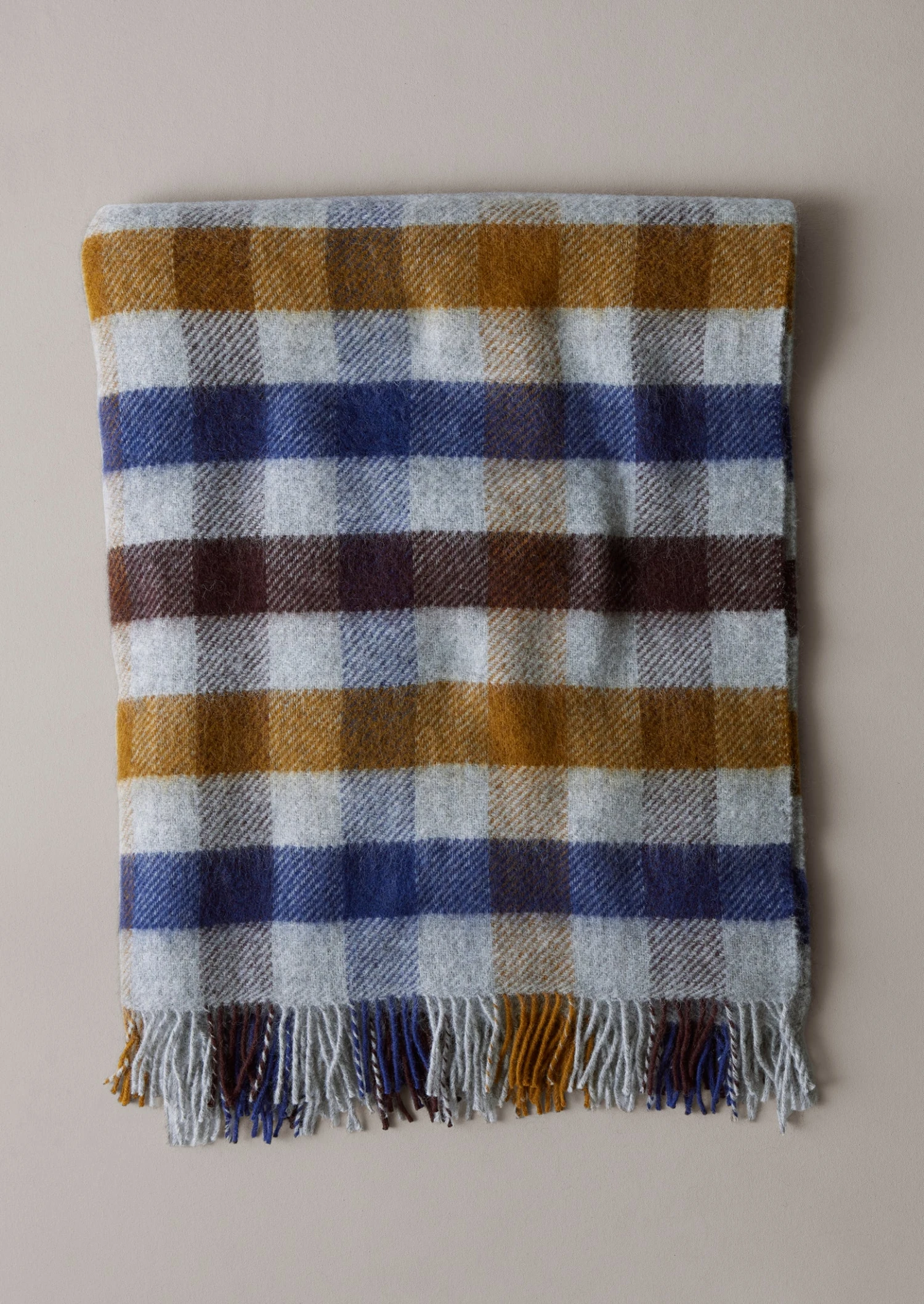 Lena Wool Check Blanket | Navy/Caramel 3 Lena Wool Check Blanket | Navy/Caramel