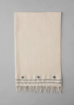 Hand Woven Cotton Jamdani Bath Towel | Chalk/Kohl
