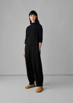 V-Neck Cotton Jersey Jumpsuit | Washed Black -Falke Store LAOTS02 3