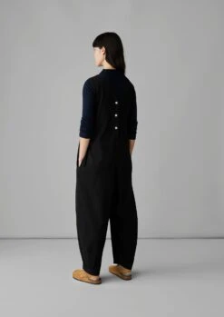 V-Neck Cotton Jersey Jumpsuit | Washed Black -Falke Store LAOTS02 4