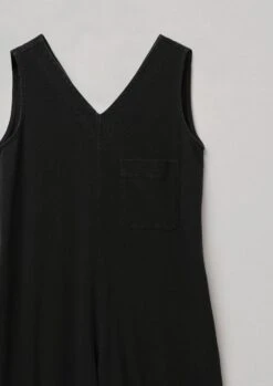 V-Neck Cotton Jersey Jumpsuit | Washed Black -Falke Store LAOTS02 D1