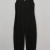 V-Neck Cotton Jersey Jumpsuit | Washed Black -Falke Store LAOTS02 washedblack