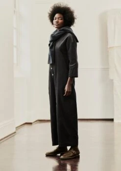 Wide Leg Organic Cord Jumpsuit | Charcoal -Falke Store LAOTW04 2