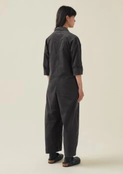 Wide Leg Organic Cord Jumpsuit | Charcoal -Falke Store LAOTW04 5