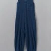 V-Neck Organic Cotton Jersey Jumpsuit | Washed Indigo -Falke Store LAOUS05 washedindigo 0